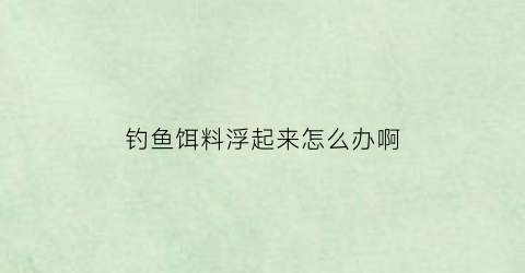 钓鱼饵料浮起来怎么办啊(钓鱼饵料会散怎么办)