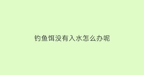 “钓鱼饵没有入水怎么办呢(饵料不上鱼)