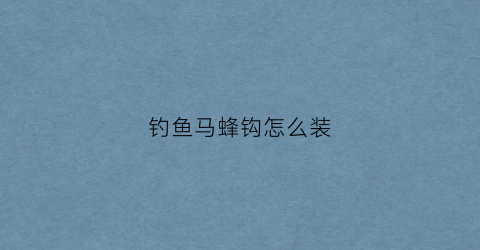 钓鱼马蜂钩怎么装(用马蜂钓鱼)