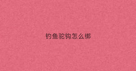 钓鱼驼钩怎么绑(坨钩怎么绑图解)