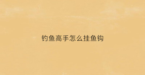 钓鱼高手怎么挂鱼钩(钓鱼高手怎么挂鱼钩的)