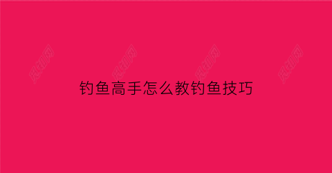 “钓鱼高手怎么教钓鱼技巧(钓鱼高手是怎么钓鱼的)