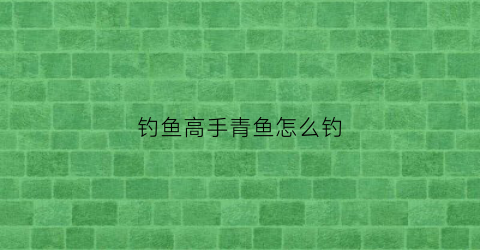 钓鱼高手青鱼怎么钓
