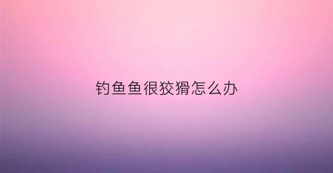 钓鱼鱼很狡猾怎么办