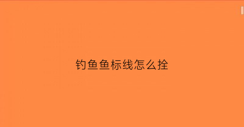 钓鱼鱼标线怎么拴(如何绑鱼标线)