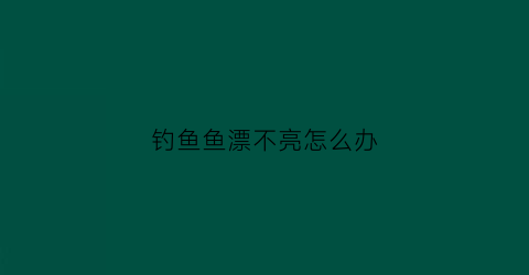 钓鱼鱼漂不亮怎么办(钓鱼鱼漂漂不起来怎么办)
