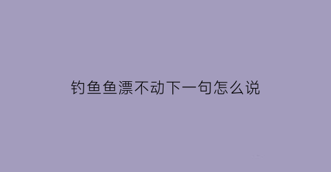 “钓鱼鱼漂不动下一句怎么说(钓鱼浮漂不动上鱼怎么调漂)