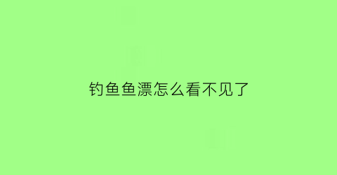 钓鱼鱼漂怎么看不见了