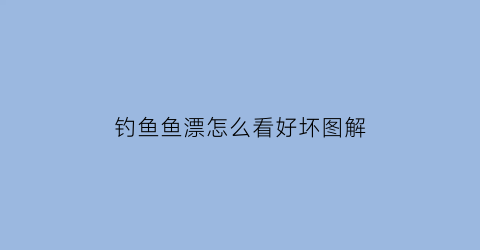 “钓鱼鱼漂怎么看好坏图解(钓鱼鱼漂怎么看好坏图解图片)