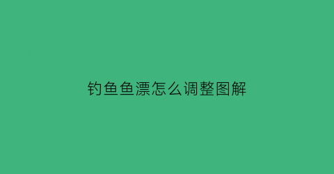 钓鱼鱼漂怎么调整图解(钓鱼漂怎么调最好)