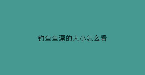 钓鱼鱼漂的大小怎么看(如何看钓鱼漂相)