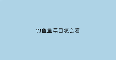 “钓鱼鱼漂目怎么看(钓鱼漂目数怎么看)