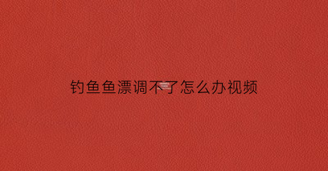 “钓鱼鱼漂调不了怎么办视频(钓鱼漂没反应就中鱼该怎样调漂)