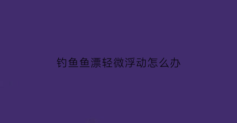 “钓鱼鱼漂轻微浮动怎么办(钓鱼鱼漂轻微浮动怎么办啊)