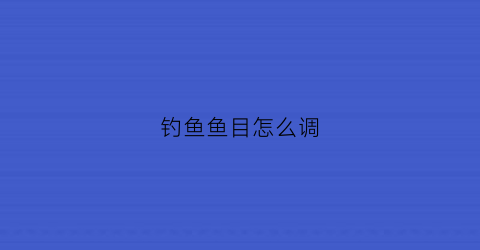 钓鱼鱼目怎么调(钓目调目什么意思)