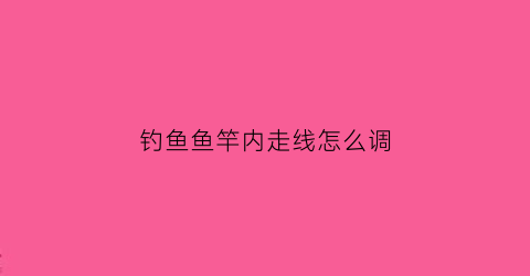 钓鱼鱼竿内走线怎么调(内走线鱼竿用什么线)