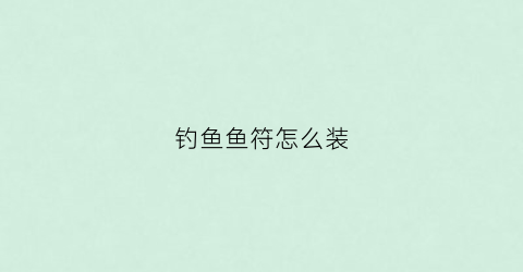 钓鱼鱼符怎么装