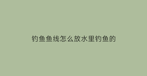 钓鱼鱼线怎么放水里钓鱼的