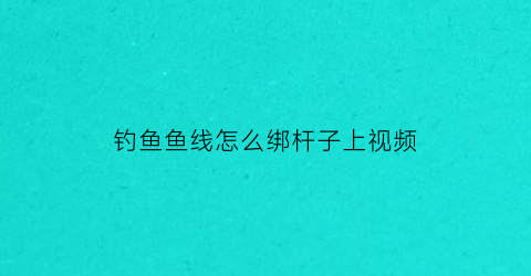 钓鱼鱼线怎么绑杆子上视频(钓鱼鱼线怎么绑鱼钩)