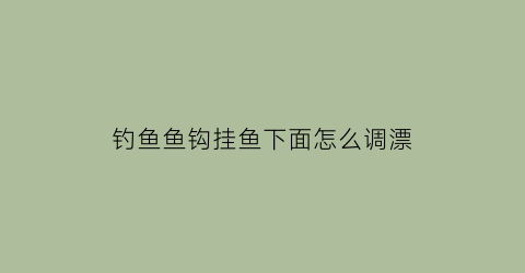 钓鱼鱼钩挂鱼下面怎么调漂