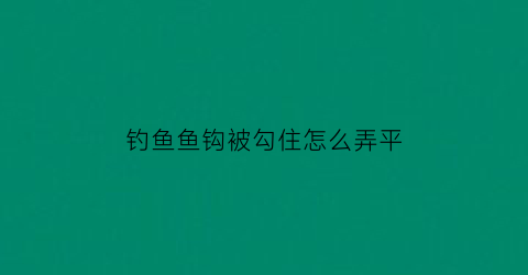 钓鱼鱼钩被勾住怎么弄平(鱼钩勾住手怎么办)