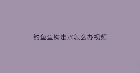 钓鱼鱼钩走水怎么办视频(鱼钩顺着水走)