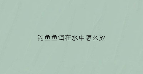 “钓鱼鱼饵在水中怎么放(鱼饵在水里怎样效果才最佳)