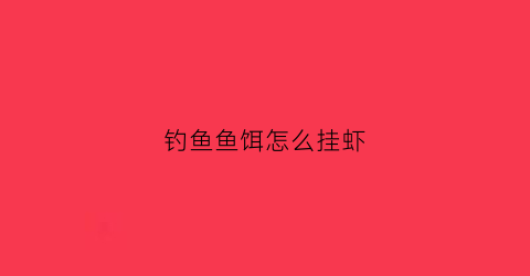 钓鱼鱼饵怎么挂虾(钓鱼鱼饵怎么挂虾皮)