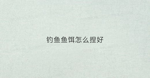 钓鱼鱼饵怎么捏好(鱼饵怎么揉搓)