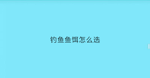 “钓鱼鱼饵怎么选(钓鱼鱼饵怎么选型号)