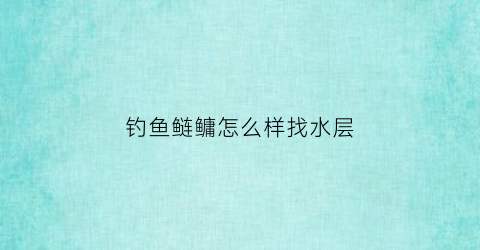 钓鱼鲢鳙怎么样找水层(如何找鲢鳙鱼层)
