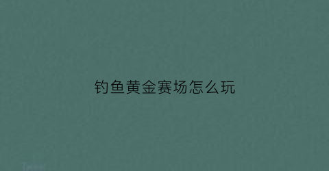 钓鱼黄金赛场怎么玩(钓鱼的黄金钓位)