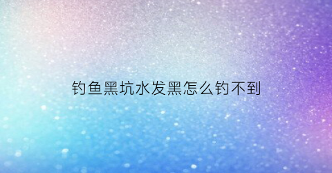 钓鱼黑坑水发黑怎么钓不到