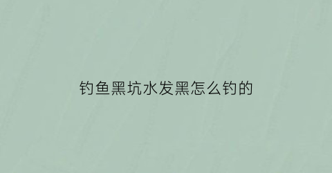 钓鱼黑坑水发黑怎么钓的(钓鱼黑坑水发黑怎么钓的到)