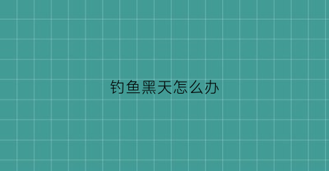 钓鱼黑天怎么办(野钓天黑了鱼就不开口了)