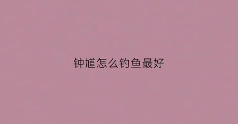 钟馗怎么钓鱼最好(钟馗怎样才能钩的准)