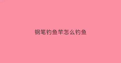 钢笔钓鱼竿怎么钓鱼(钢笔钓鱼竿怎么钓鱼视频)