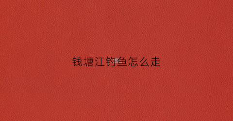 钱塘江钓鱼怎么走