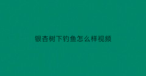 银杏树下钓鱼怎么样视频(银杏树下钓鱼怎么样视频教程)