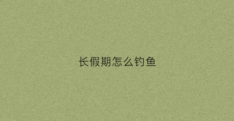 长假期怎么钓鱼(长假期怎么钓鱼最好)