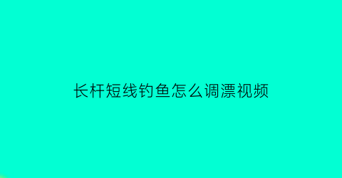 长杆短线钓鱼怎么调漂视频