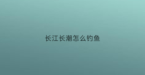 长江长潮怎么钓鱼(长江潮水涨到什么地方)