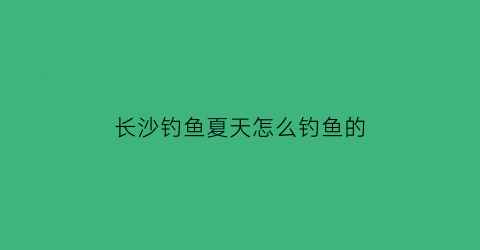 长沙钓鱼夏天怎么钓鱼的