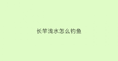 长竿浅水怎么钓鱼(长漂钓浅水能用吗)