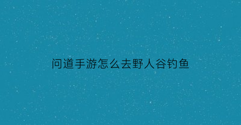 问道手游怎么去野人谷钓鱼(问道手游怎么在野外)