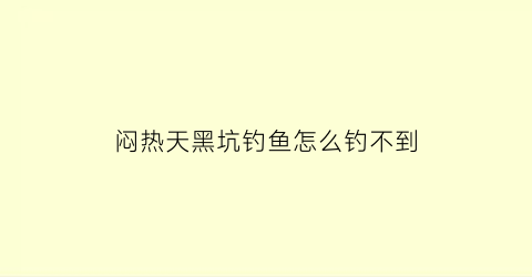 闷热天黑坑钓鱼怎么钓不到(天气闷热黑坑鲤鱼怎么钓)