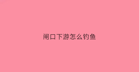 闸口下游怎么钓鱼(闸口钓位选择)