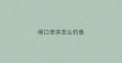 闸口泄洪怎么钓鱼(泄洪的闸门)