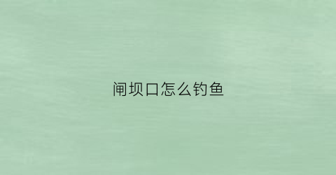 闸坝口怎么钓鱼(闸坝口怎么钓鱼好)