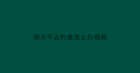 阴天不去钓鱼怎么办视频